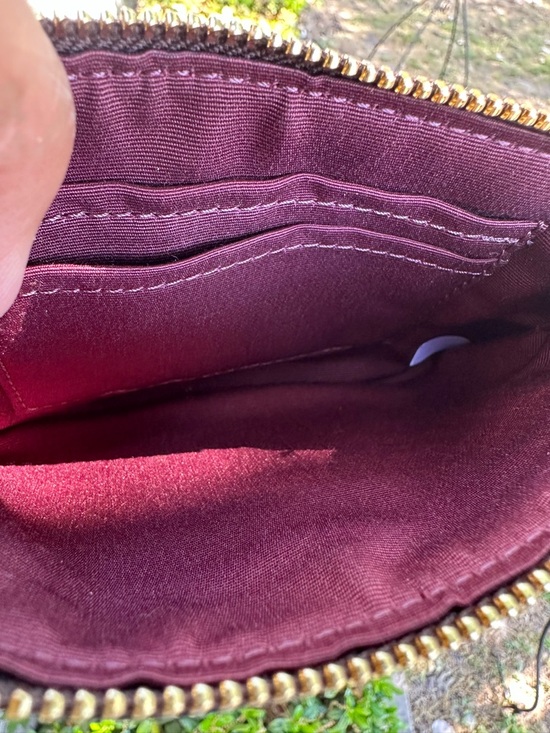 Coach Brown Signature Canvas Wristlet Wallet with Pink Unicorn and Gold Horn - Picture 4 of 5